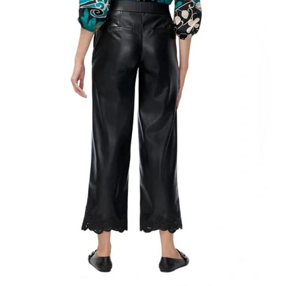 Chico’s Faux Leather‎ Cut Out Ankle Crop Wide Leg Trouser Pants Black Size 12 - Picture 3 of 13